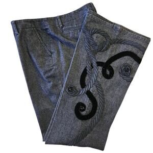 Vintage Y2K Dana Buchman Flare Black Stretch Beaded Embellished Pants Size 8